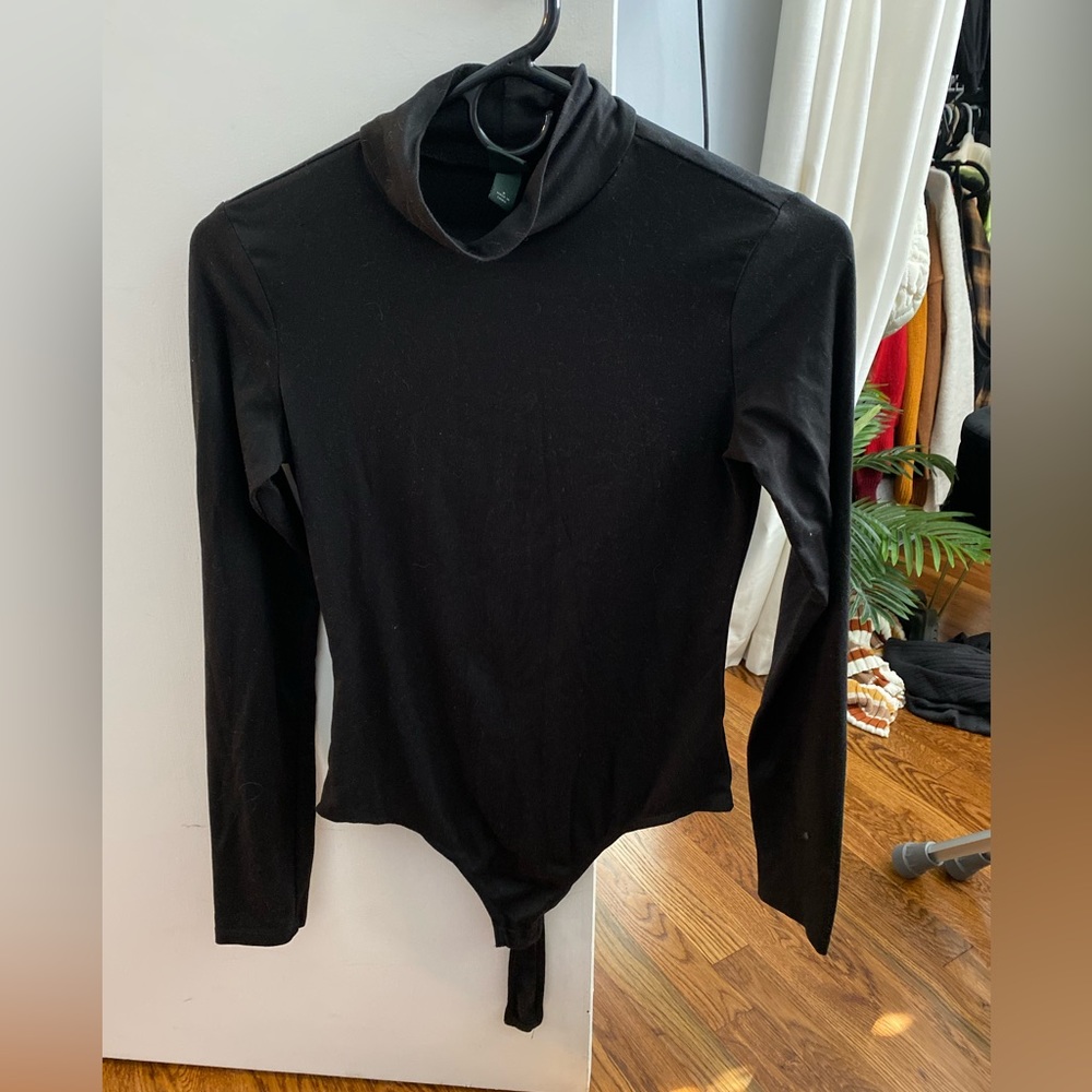 Black turtleneck bodysuit